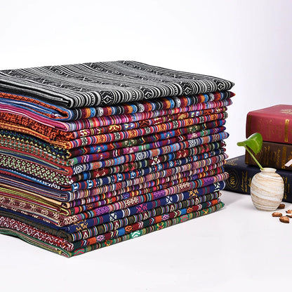 Ethnic Cotton Linen Tablecloth Fabric, Vintage Woven for Home Decor