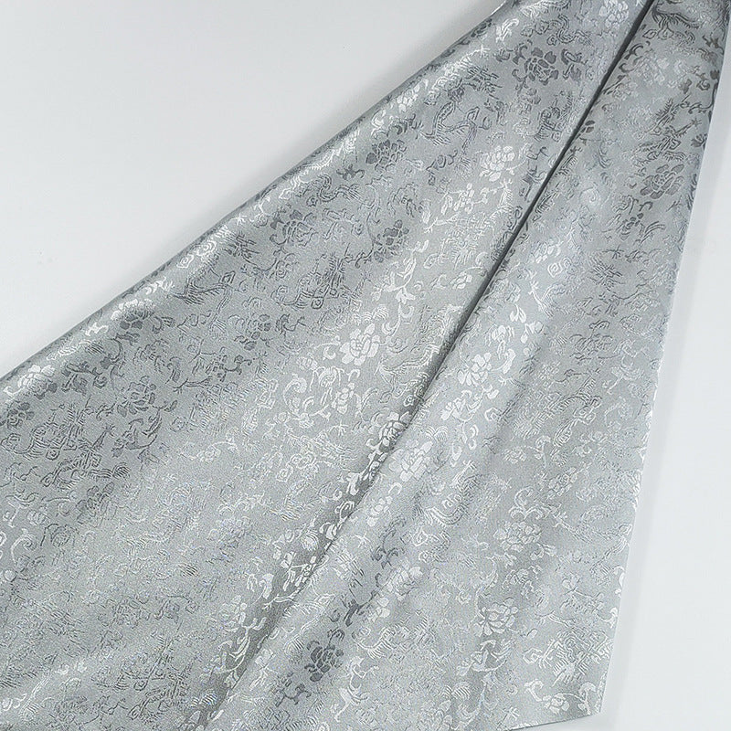All-Over Dragon Satin Fabric By The Yard | 17 Colors, 47" Wide for Hanfu & Home Decor - Grey