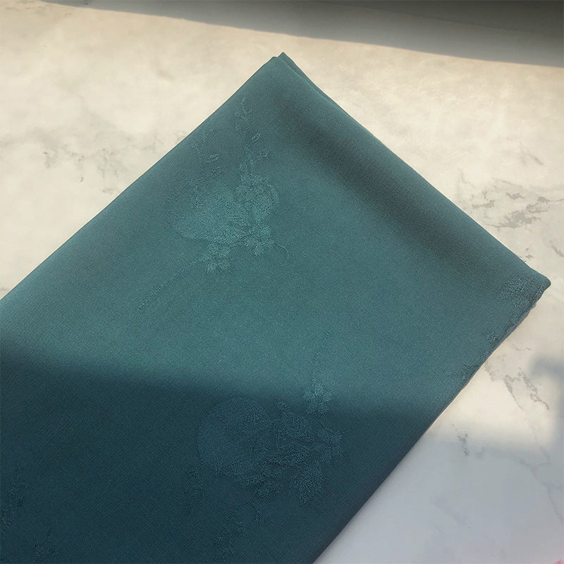 Rayon Jacquard Fabric, Floral & Moon Hanfu Cloth - Dark Green