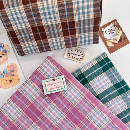 Yarn-Dyed Cotton Plaid Fabric, Korean Style, for Garments, Bags & Scrunchies