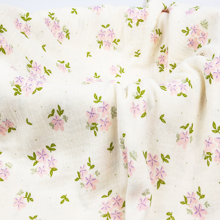 Double Gauze Cotton Muslin, Baby Print Cloth for Bibs & Sleepwear - Green Leaf Floral