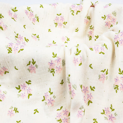 Double Gauze Cotton Muslin, Baby Print Cloth for Bibs & Sleepwear - Green Leaf Floral