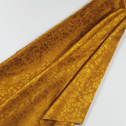 All-Over Dragon Satin Fabric By The Yard | 17 Colors, 47" Wide for Hanfu & Home Decor - Ginger Yellow