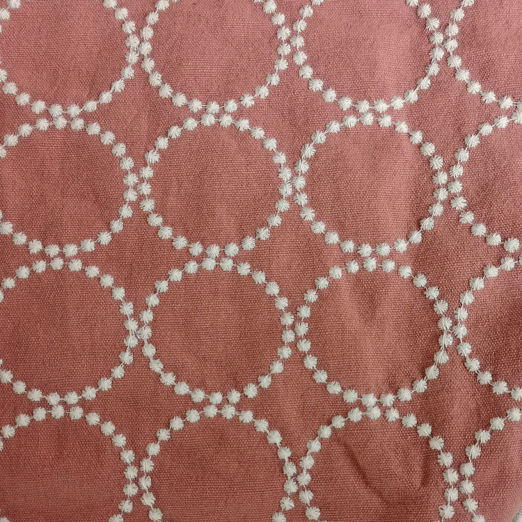 Embroidered Linen Cotton Fabric, Heavy 14oz, 47 in Wide - Pink