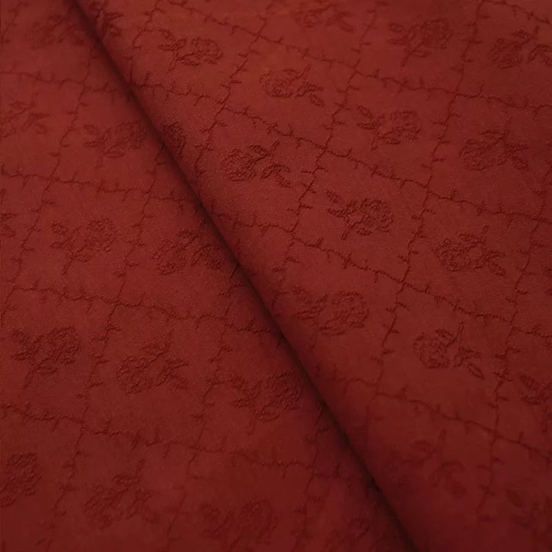 Mirror Rose Jacquard Cotton, Woven for Apparel, 55 in Wide - Burgundy Mirror Rose