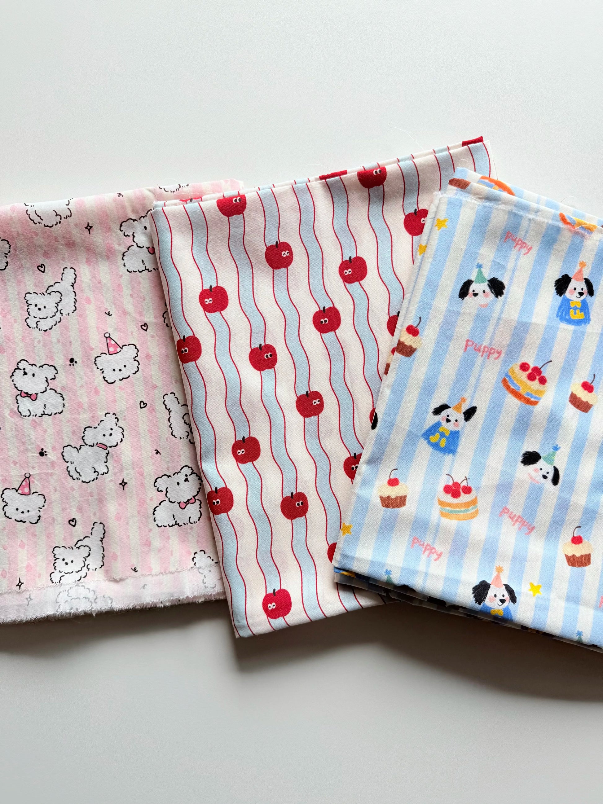 Cotton Print Fabric, Cute Striped Dogs, for Dollwear, Kids' Wear & Scrunchies