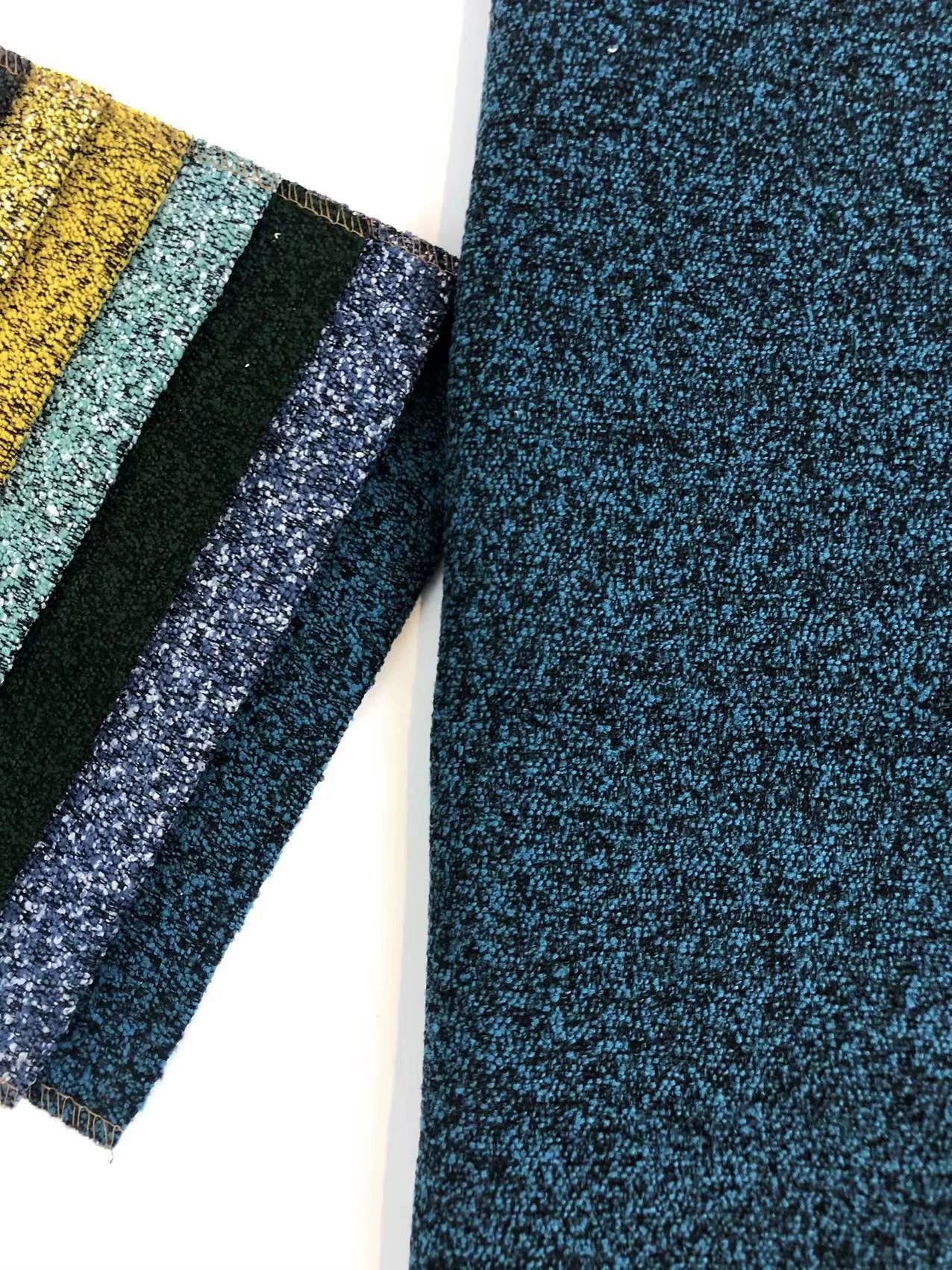 Boucle Loop-Yarn Polyester Fabric, Textured Solid Cloth for Upholstery & DIY - Navy