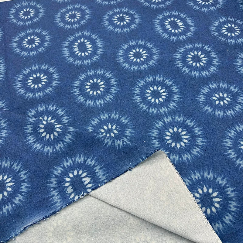 Tie-Dye Indigo Cotton Linen Fabric for Tablecloths & Door Curtains - Tie-Dye Design 1