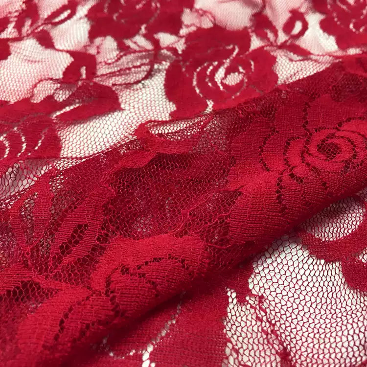 Rose Lace Fabric, Sheer Stretch Net for Weddings & Decor