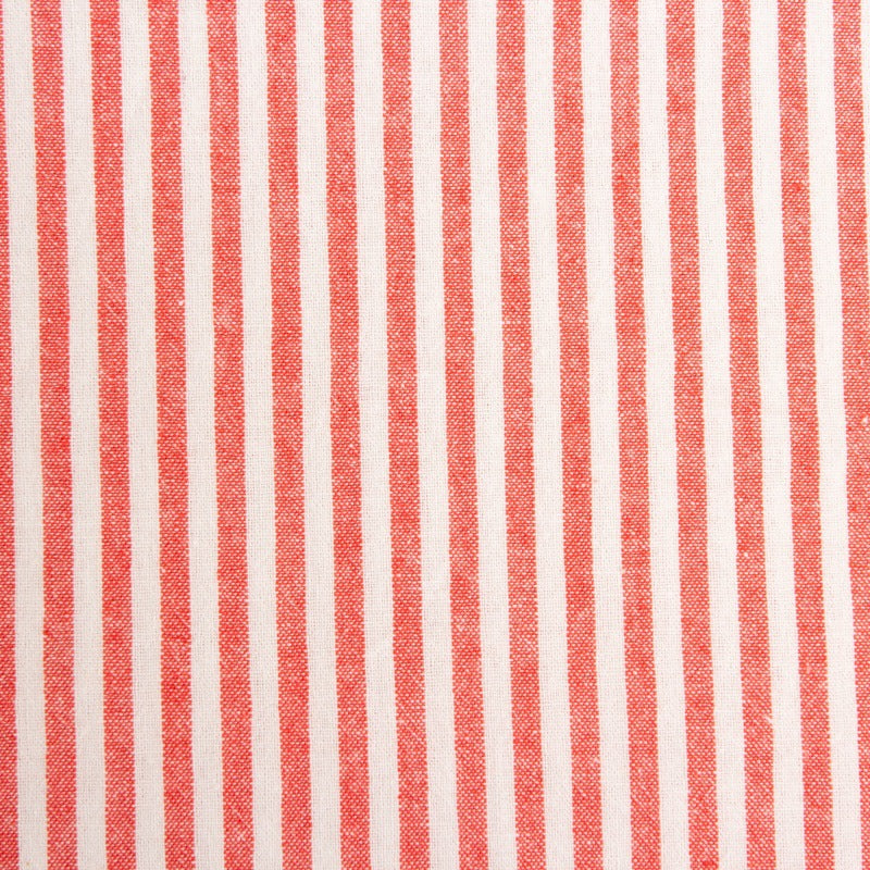 Washed Stripe Woven Cotton Fabric, Fine Stripes for Shirts & Crafts - Tomato Red 8