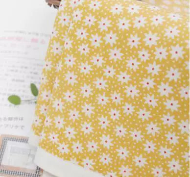 Thick Cotton Check Fabric for Sofa Covers, Curtains & Picnic - Small Yellow Flower