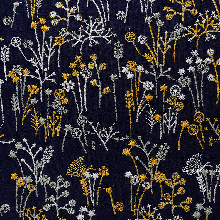 Ramie Cotton Embroidery Fabric, 8oz, 48 in Wide - Navy