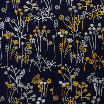 Ramie Cotton Embroidery Fabric, 8oz, 48 in Wide - Navy