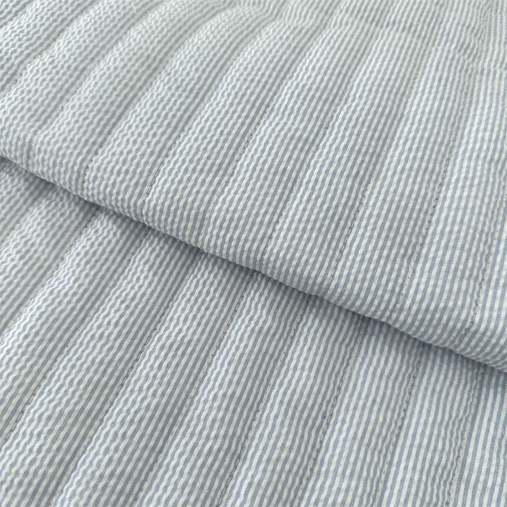 Quilted Polyester Stripe Fabric, for Bags & Pouches - Quilted Stripe Light Blue