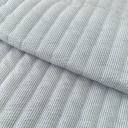 Quilted Polyester Stripe Fabric, for Bags & Pouches - Quilted Stripe Light Blue