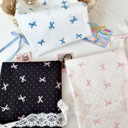 Cotton Fabric, Bow & Polka Dot Prints, for Homewear, Dollwear & Scrunchies