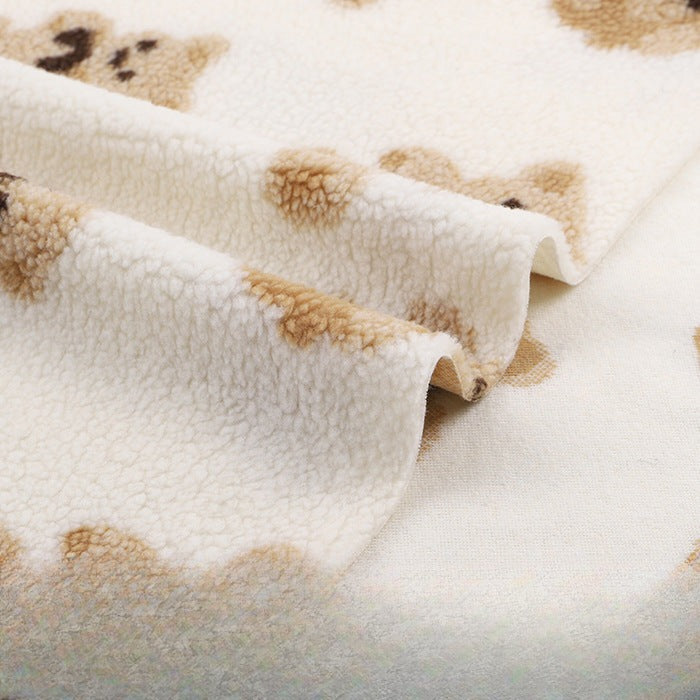 Printed Sherpa Fleece Fabric, Plush Warm Knit for Toys & Outerwear - White Bear
