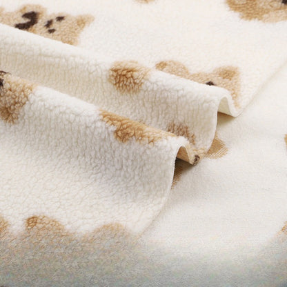 Printed Sherpa Fleece Fabric, Plush Warm Knit for Toys & Outerwear - White Bear