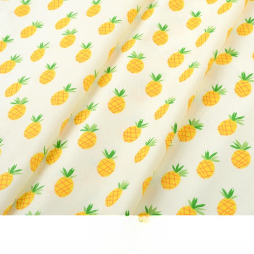 Baby Cartoon Print Cotton Twill Fabric, Cute Kids Cloth for Bedding & Apparel - Yellow Pineapple