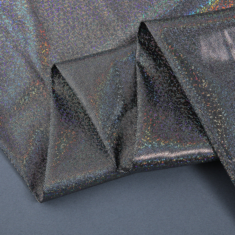 Silver Foil Stretch Stage Fabric, for Live Stream & Stage - Black