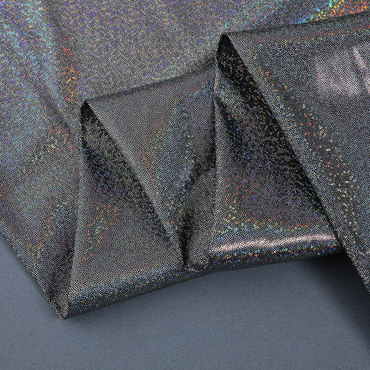 Silver Foil Stretch Stage Fabric, for Live Stream & Stage - Black