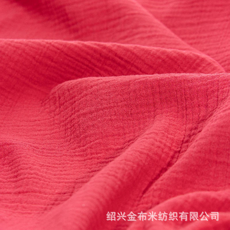 Double Gauze Fabric, Cotton Plaid & Dots (14 Prints) - Red