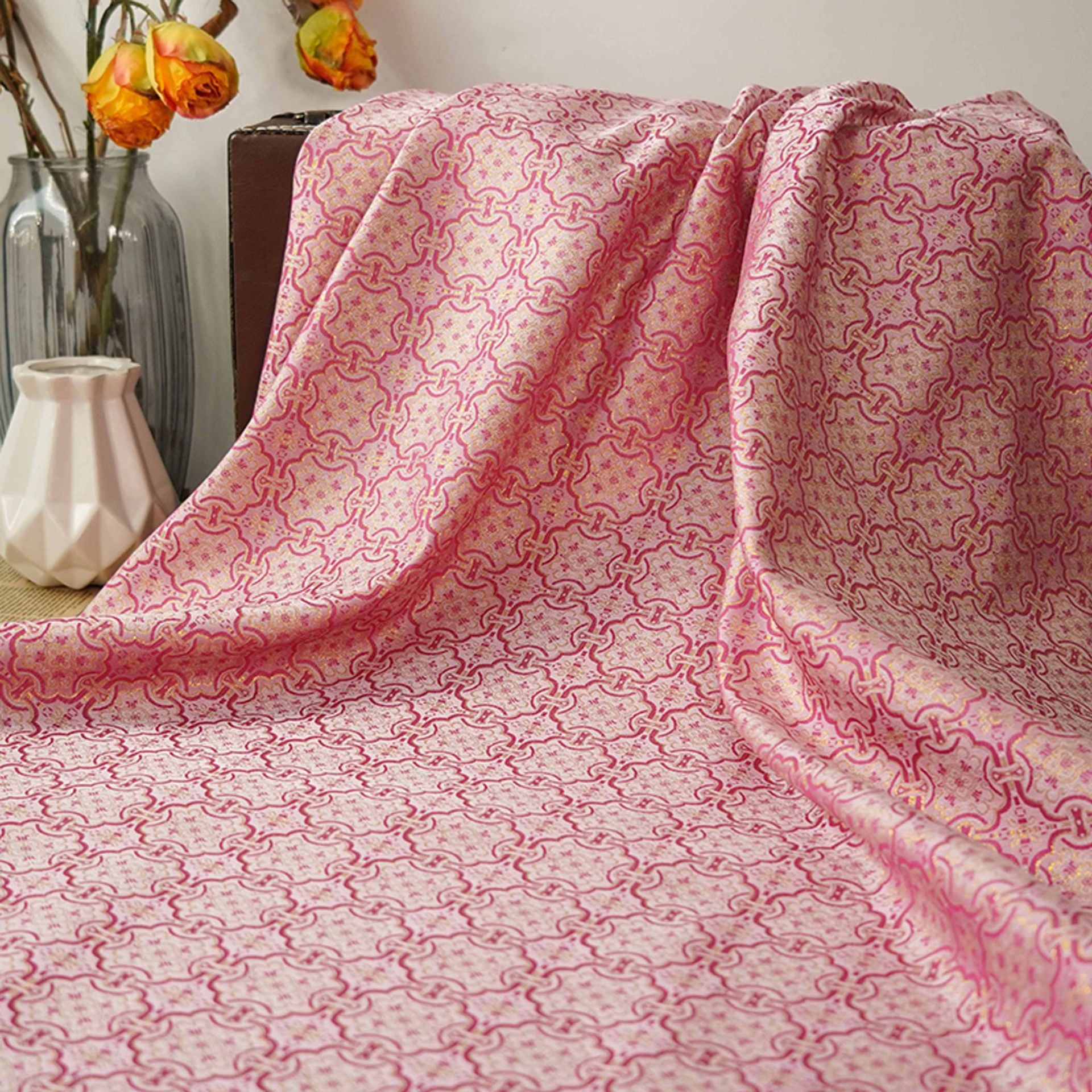 Metallic Jacquard Fabric - Traditional Pattern Apparel & Decor by the Yard