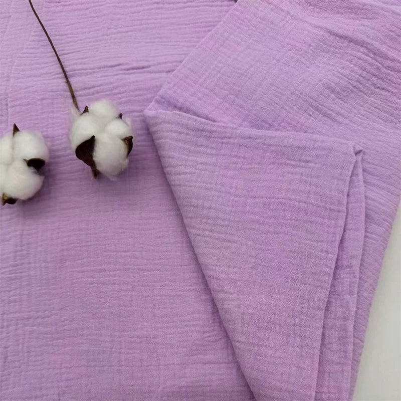 Double-Layer Cotton Gauze Fabric, Soft Crinkle Woven for Loungewear - Light Mauve 13#