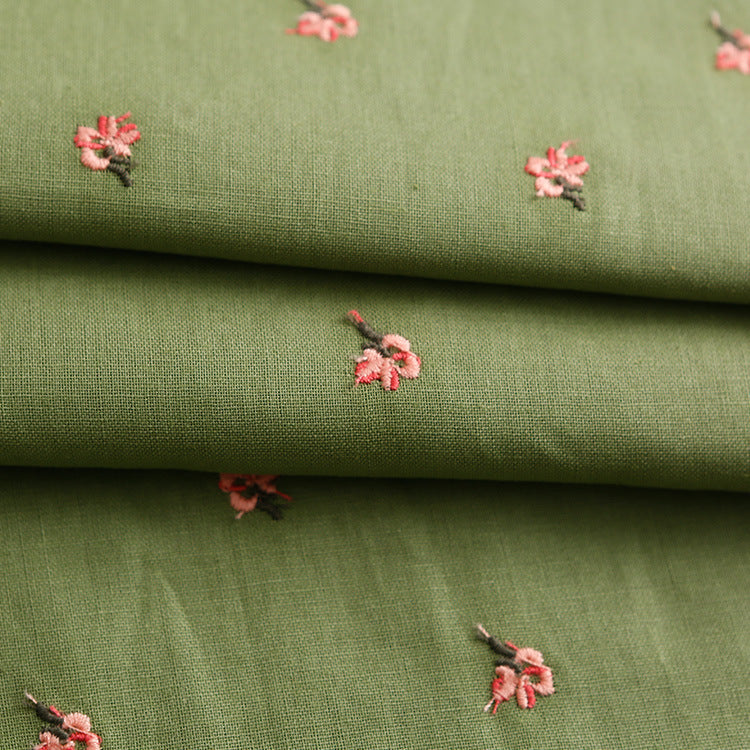 Ramie Flower Embroidery Fabric, 49 in Wide