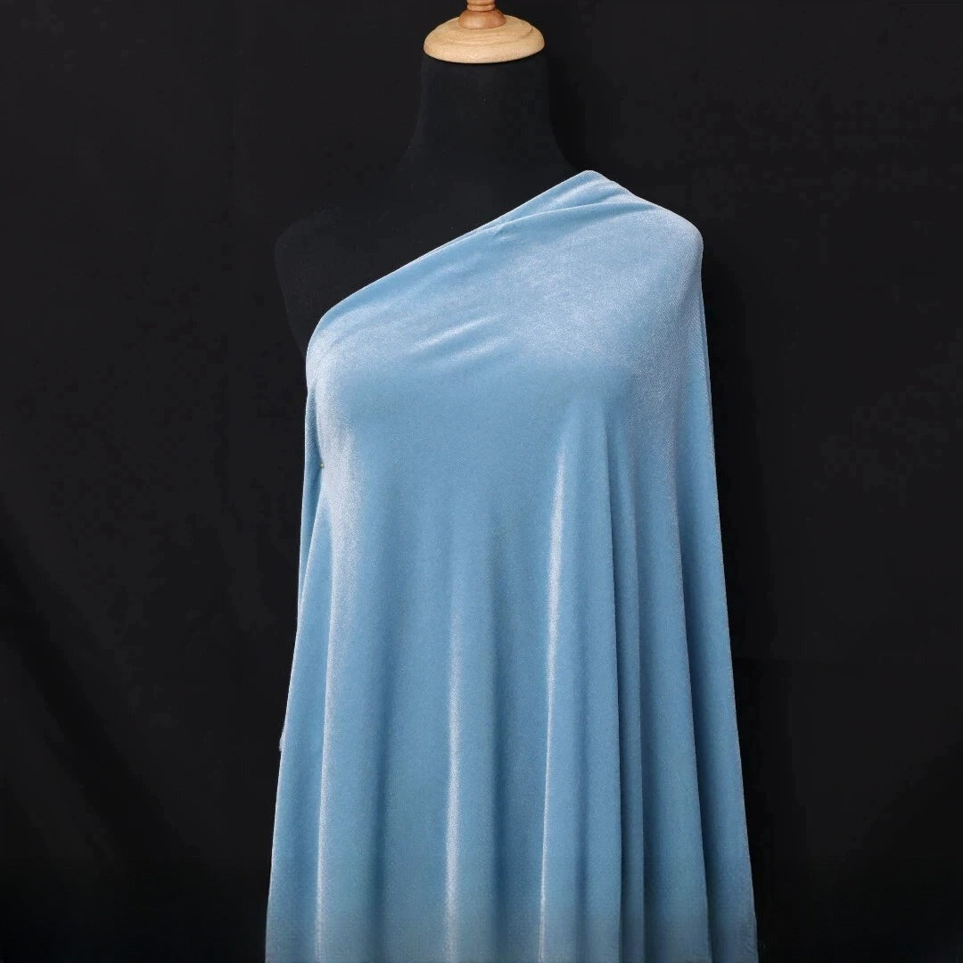 Silky Velvet Fabric, 20 Colors for Dresses, Qipao & DIY - Sky Blue