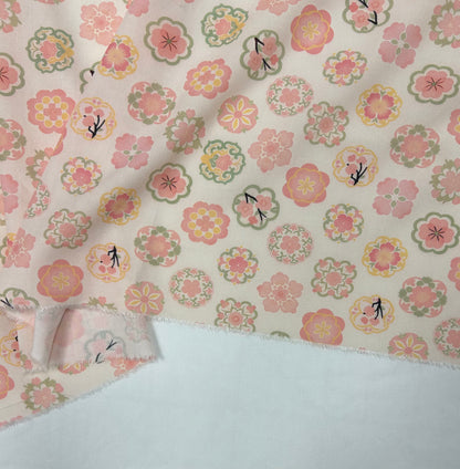 Rayon Fabric, Soft Pink Floral Print, for Qipao & Dresses
