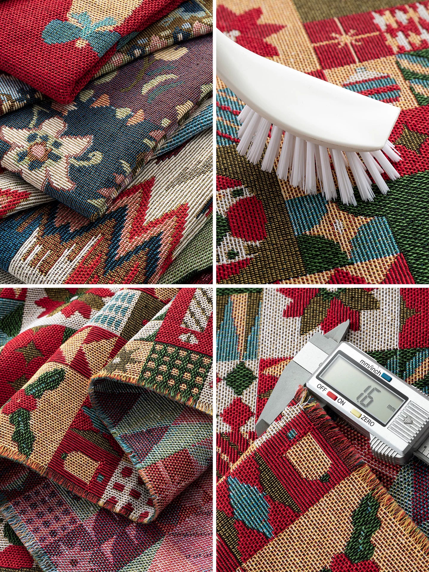 Christmas Jacquard Fabric, Thick Woven Cloth for Sofa & Table Decor