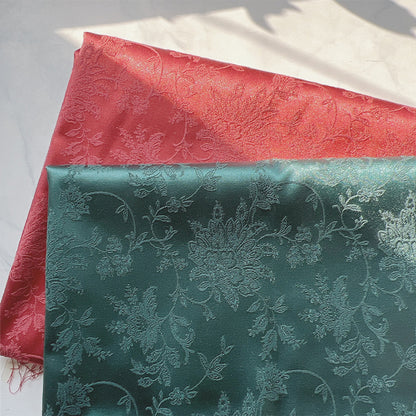 Cotton-Poly Jacquard Fabric, Peony Satin Hanfu & Qipao Cloth