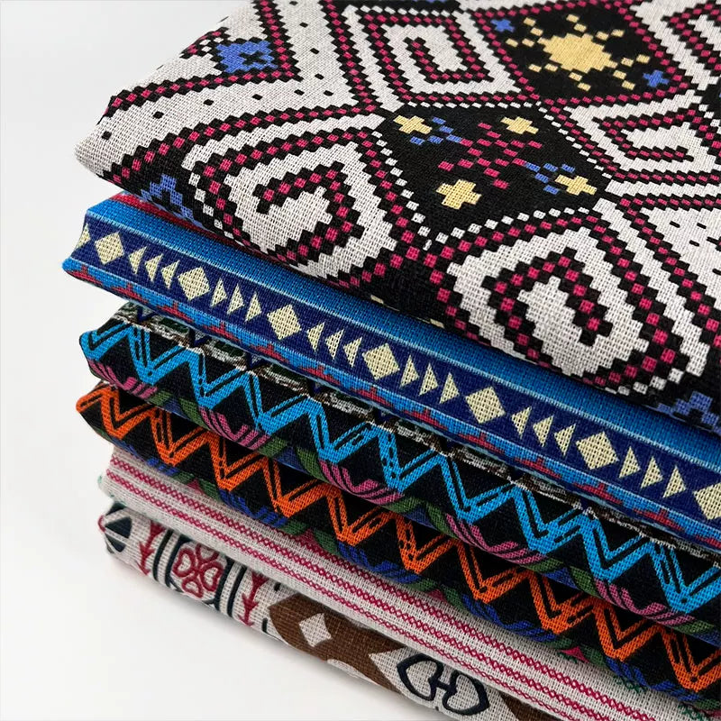 Ethnic Style Tablecloth Fabric, Linen-look Cloth for Dining & Home Decor