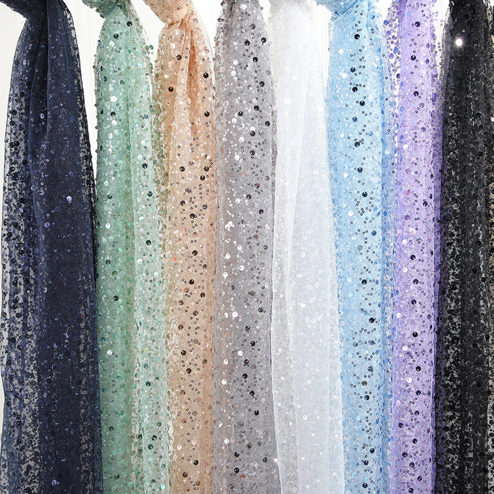 Beaded Embroidery Mesh, Iridescent for Dresses, 51 in Wide