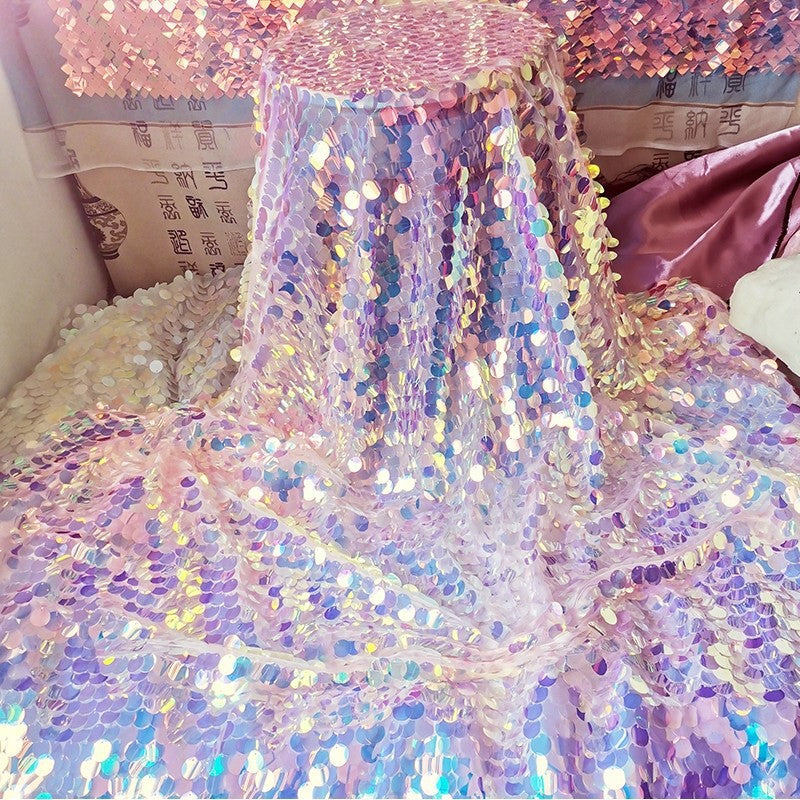 Mermaid Sequin Fabric, Laser Iridescent, 49 in Wide - Iridescent