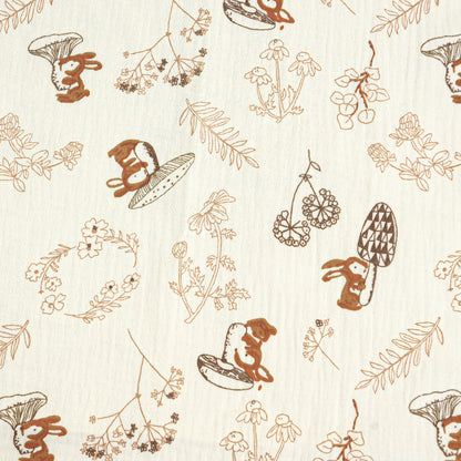 Double Gauze Cotton Fabric - Crinkle Texture Apparel & Craft by the Yard - Jungle Fun Bunny