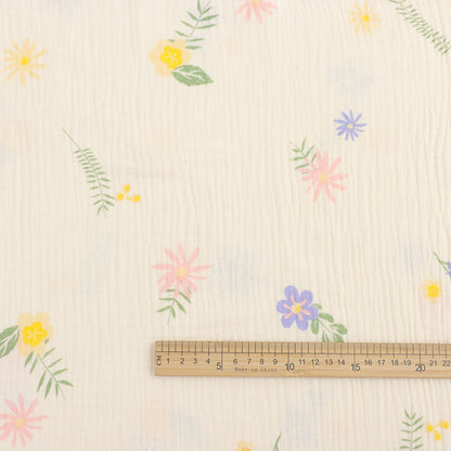 Cotton Double Gauze Fabric, Cat & Heart Prints (6) - Small Orchid