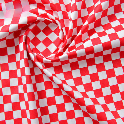 Plaid Cotton Fabric, Gingham Check Cloth for DIY & Bedding - Red