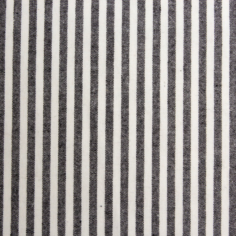 Washed Stripe Woven Cotton Fabric, Fine Stripes for Shirts & Crafts - Black White 19