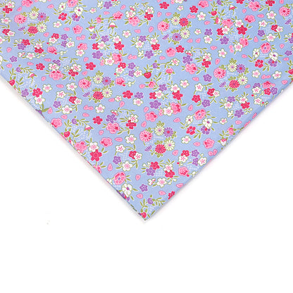 Small Floral Polyester Fabric, Tiny Print Cloth for Bags & Table Linens - Blue