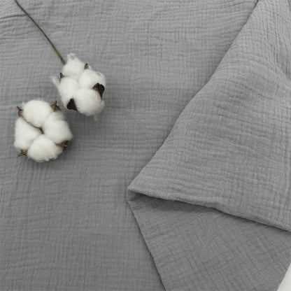 Double-Layer Cotton Gauze Fabric, Soft Crinkle Woven for Loungewear - Medium Grey 165#