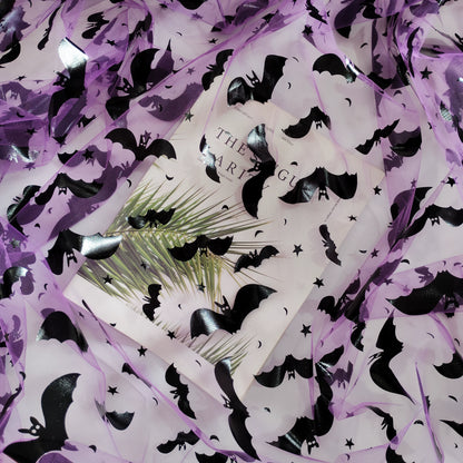 Halloween Foil Spiderweb Mesh, Sheer Net Fabric for Party Decor - Bat