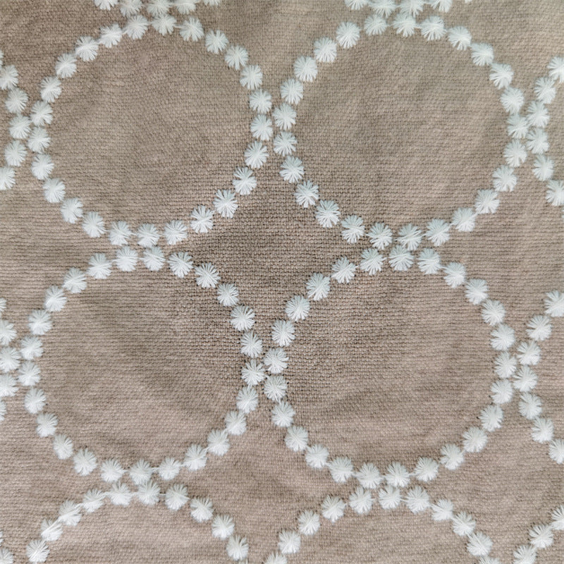 Embroidered Linen Cotton Fabric, Heavy 14oz, 47 in Wide - Light Khaki