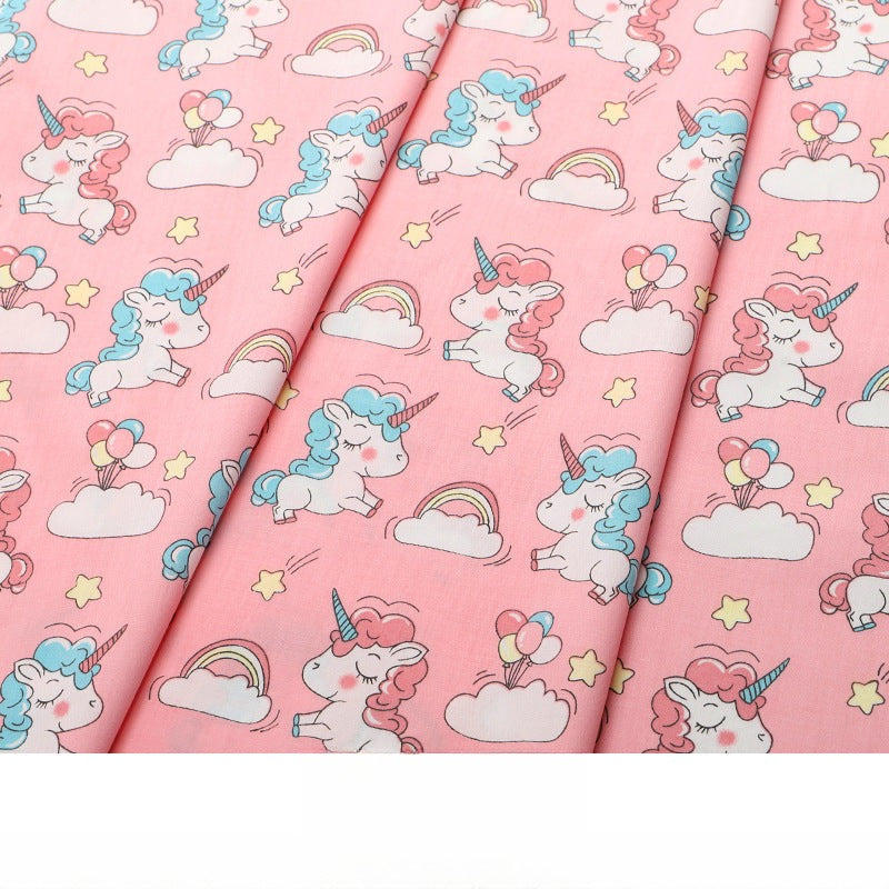 Baby Cartoon Print Cotton Twill Fabric, Cute Kids Cloth for Bedding & Apparel - Unicorn