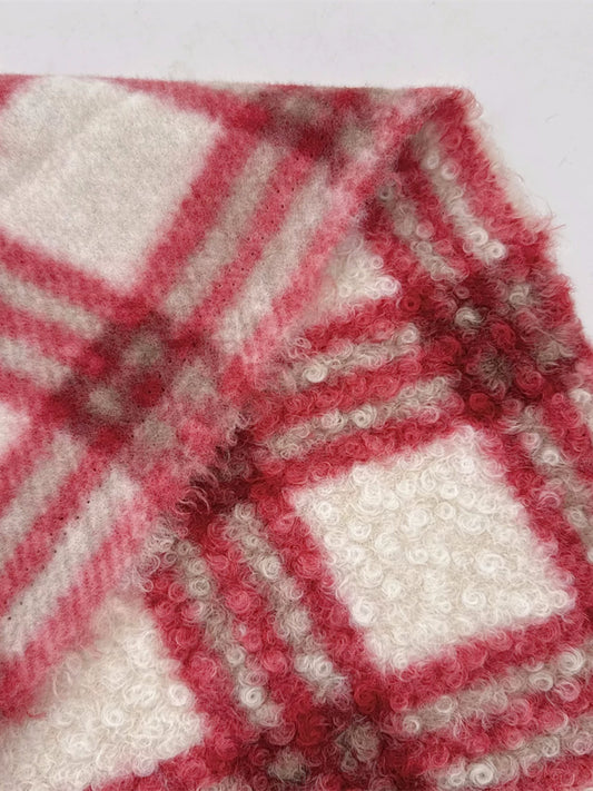 Plush Lamb Fleece Check Fabric, for Blankets & Throws