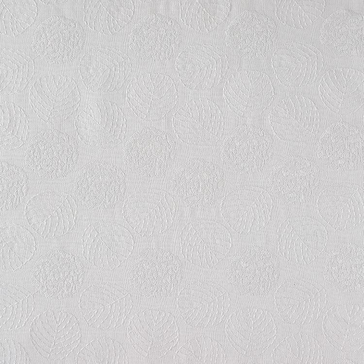 Ramie Cotton Leaf Embroidery Fabric, 47 in Wide - White Leaf on White