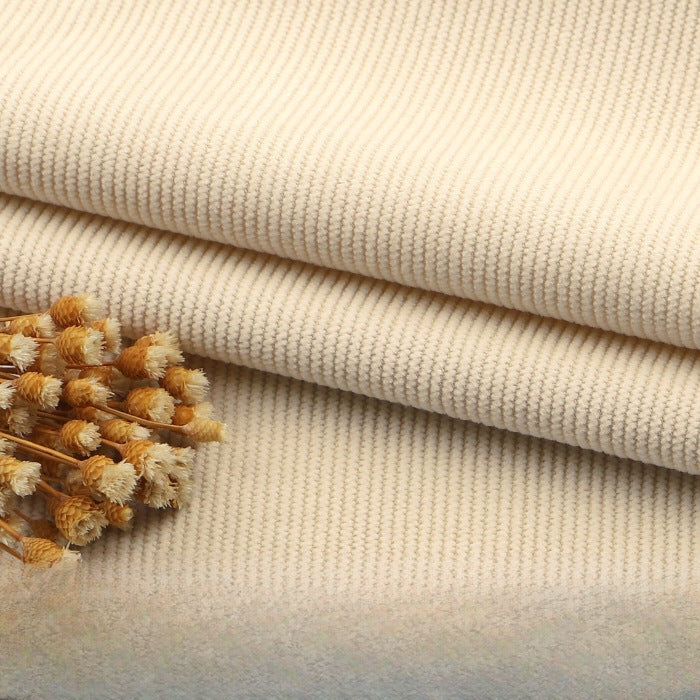 Fine Wale Corduroy Fabric, 16-Wale Solid Cloth for Upholstery & Apparel - Beige