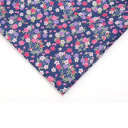 Small Floral Polyester Fabric, Tiny Print Cloth for Bags & Table Linens - Navy
