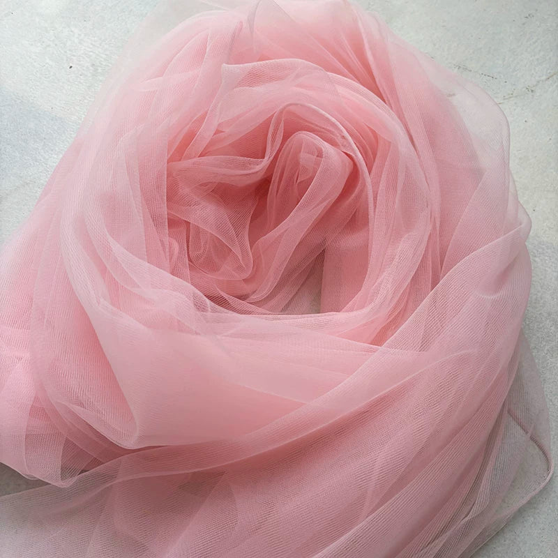 Lightweight Sheer Polyester Tulle Fabric, Soft Netting - Cherry Blossom Pink
